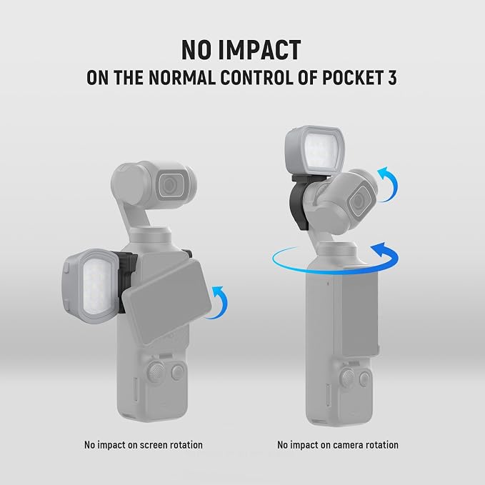 NEEWER Basics Magnetic Auxiliary Light Compatible with DJI OSMO Pocket 3 Creator Combo, 1.3W Rechargeable Plastic Mini LED Fill Light Attachment w Upgraded Mounts for Vlog Recording Selfie, M21 Gray - Image 7