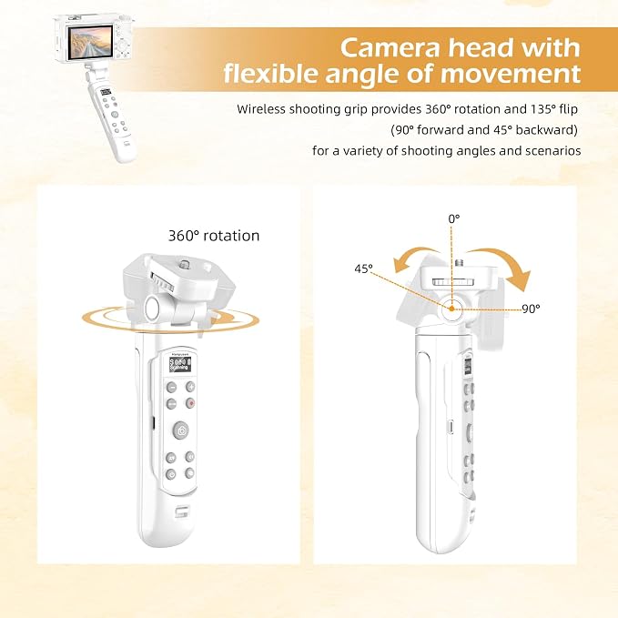 for Sony Tripod Wireless Shooting Grip with Shutter Release - Mini-Tripod with Rechargeable Remote Control for ZV-E10/ZV-E1/ZV-1/ZV-1F/RX100 VII/RX0 II/A6700/A6400/A6600/FX3/FX30, for Vlogging, White - Image 5