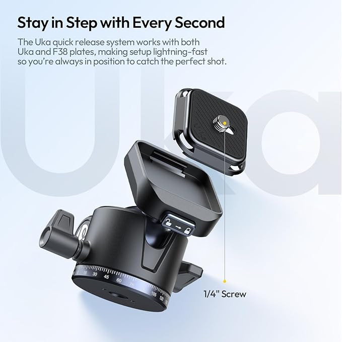 ULANZI Ombra ⅡCamera Tripod 61.5 Inch, 360° Ball Head Travel Tripod Stand with Uka Quick Release Plate for DSLR Sony Canon Fujifilm Camera Smartphone Vlogging Photography with Phone Mount Carry Bag - Image 6