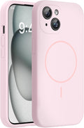 Miracase Silicone & Magnetic for iPhone 15 Case, Sand Pink | Compatible with MagSafe, Soft Microfiber Lining, Premium Silicone Cover Shockproof Drop Protection Phone Case for 15 by Miracase