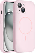 Miracase Silicone & Magnetic for iPhone 15 Plus Case, Sand Pink | Compatible with MagSafe, Soft Microfiber Lining, Liquid Silicone Case Shockproof Drop Protection Phone Case for 15 Plus by Miracase