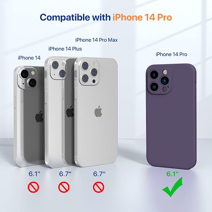Miracase Silicone for iPhone 14 Pro Case, Dark Purple | Soft Anti-Scratch Microfiber Lining, Premium Silicone Cover Shockproof Drop Protection Phone Case for 14 Pro - Image 6