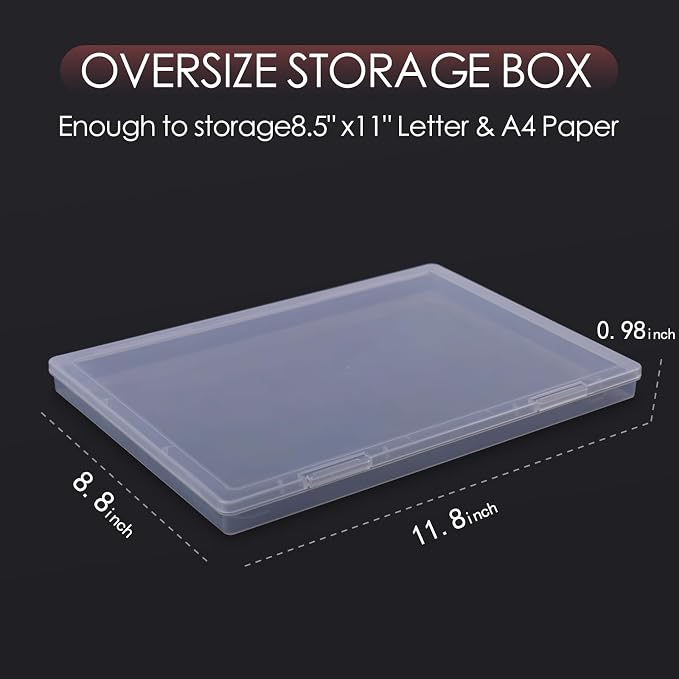 6 Pack Photo Storage Box, Fits 8" x 10" Photo & A4 Paper, Clear | Large Plastic Scrapbook Paper Storage with Latch, Photo Organizer for Protecting Photo, Craft, Scrapbook, Office Supply - Image 2