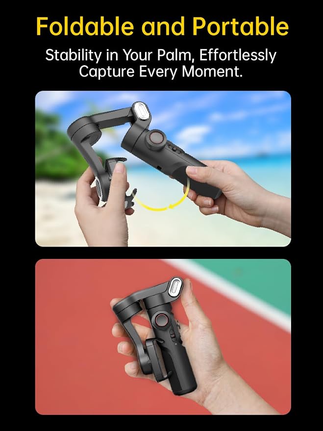 AOCHUAN 3-Axis Gimbal Stabilizer for iPhone Gimbal w/RGB Fill Light-XE Kit | Face Tracking Focus Wheel Foldable Smartphone for iPhone/Android Phone Stabilizer Vlog Recording Smart XE Kit - Image 8