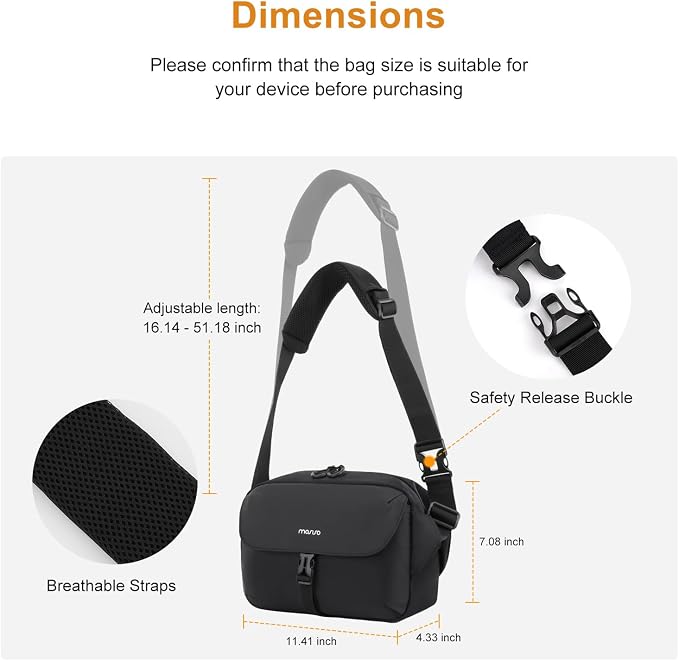 MOSISO Camera Bag Camera Photographers Bag, Shoulder Photography Bag, Black | DSLR/SLR/Mirrorless Waterproof Padded Camera Case with Flap Pocket Compatible with Canon/Nikon/Sony/Fuji, Black - Image 5