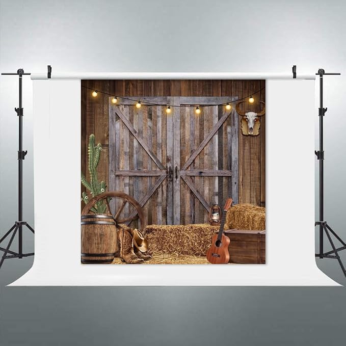 Western Cowboy Backdrop 10x10ft Western Party Decorations Wild West Saloon Rodeo Barn Photography Background Cowboy Theme Birthday Party Decor Banner Photoshoot Supplies - Image 6