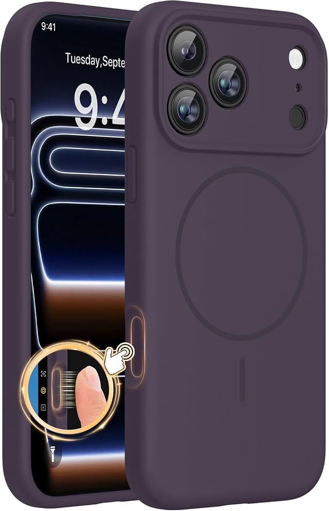 miracase Magnetic for iPhone 17 Pro Max Case, [Soft Anti-Scratch Microfiber Lining], Compatible with MagSafe, Liquid Silicone Case Shockproof Drop Protection Phone Case for 17 ProMax, Dark Purple by Miracase