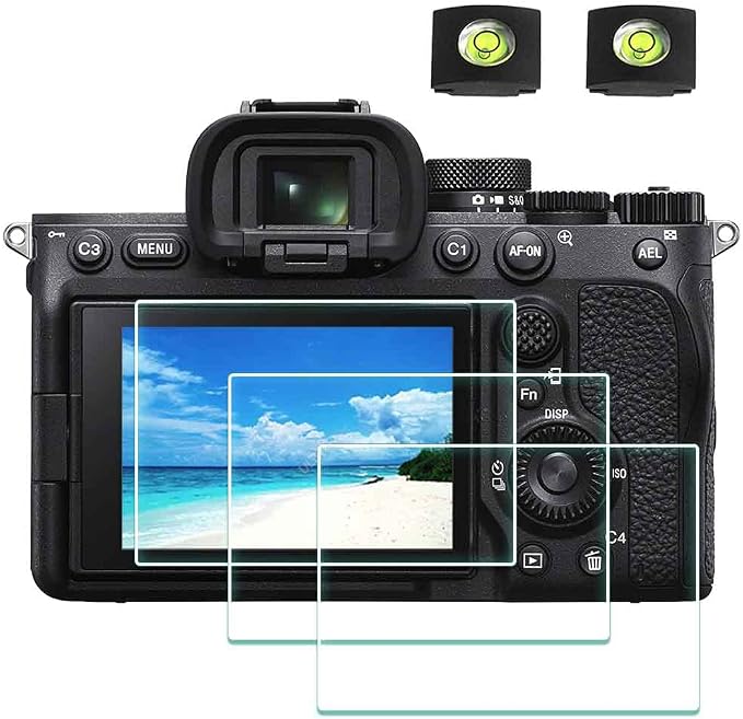 ULBTER Screen Protector for Sony Alpha A7 IV A7IV A74 [3+2 Pack] | 3 PCS A7M4 7 IV Tempered Glass Cover + 2 Hot Shoe Cover 0.3mm 9H Hardness Anti-Scrach Anti-Bubble by ULBTER