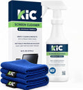 KIC CrystalVu Screen Cleaner Spray Kit (32oz) with 2 Microfiber Cloths | Streak-Free Cleaner, For TV, Phone, Laptop, Monitor & Tablet Screens, NSF Certified Safe Formula - K2-KCVZ1 by WaffletechnologyCleaningProducts