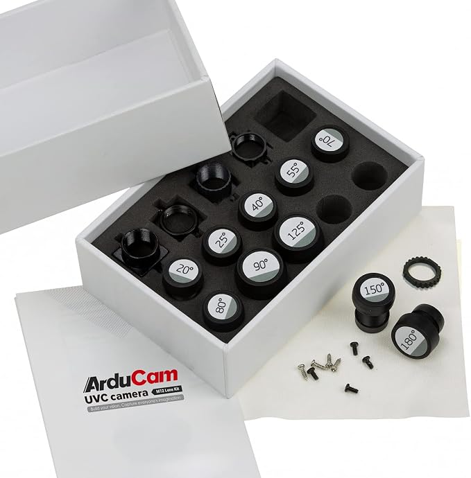 Arducam M12 Lens Set for USB Camera(1/2.7” 1/2.8″ 1/2.9″), Telephoto, Macro, Wide Angle, Fisheye Lens Kit (20°- 180°) with Holder and Cleaning Cloth, Optical All-in-One - Image 2