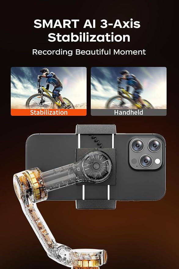 CM8 Gimbal Stabilizer for iPhone Android with AI Tracker, 3-Axis Phone Gimbal with Remote Control Portable Foldable, Phone Stabilizer for Video Recording for Tiktok YouTube Vlog - Image 2