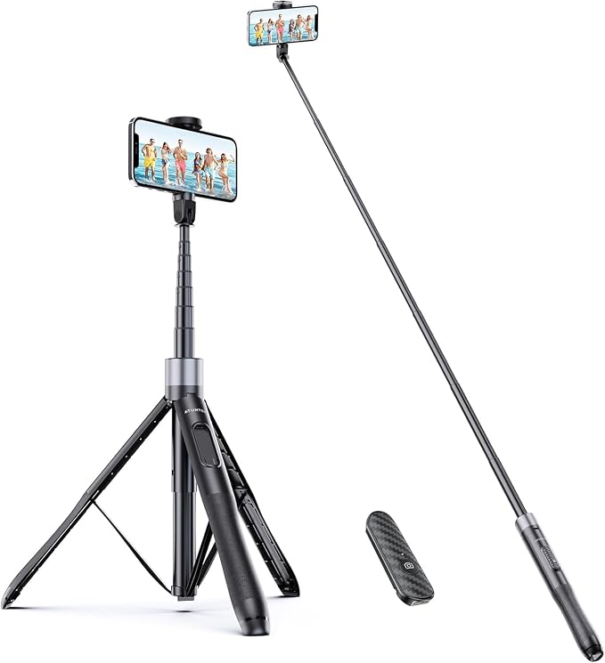 ATUMTEK 60" Selfie Stick Tripod, All in One Extendable Phone Tripod Stand with Bluetooth Remote 360° Rotation for iPhone and Android Phone Selfies, Video Recording, Vlogging, Live Streaming, Black by ATUMTEK