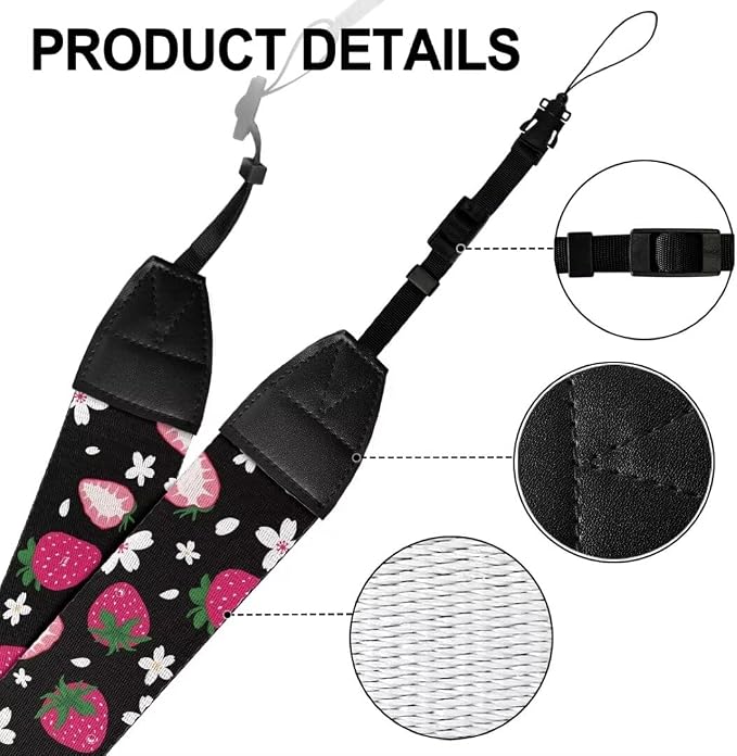 Coldinair Black Adjustable Camera Strap Universal Neck & Shoulder Soft Padded Strap for All DSLR Cameras,Binoculars - Image 7