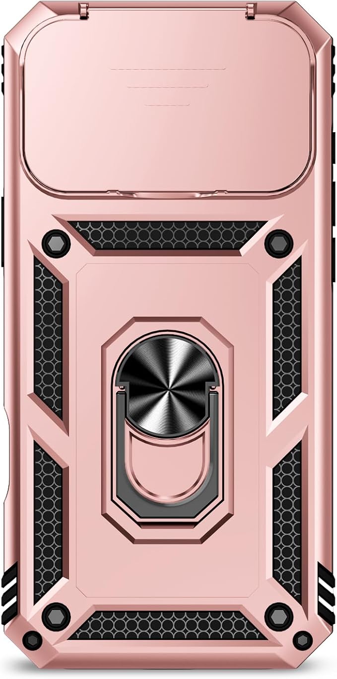 SunStory Phone Case for iPhone 17 Pro Max with HD Screen Protector & Slide Camera Cover & Rotated Ring Kickstand, [Military-Grade] Phone Case for iPhone 17 Pro Max, Rose Gold - Image 9
