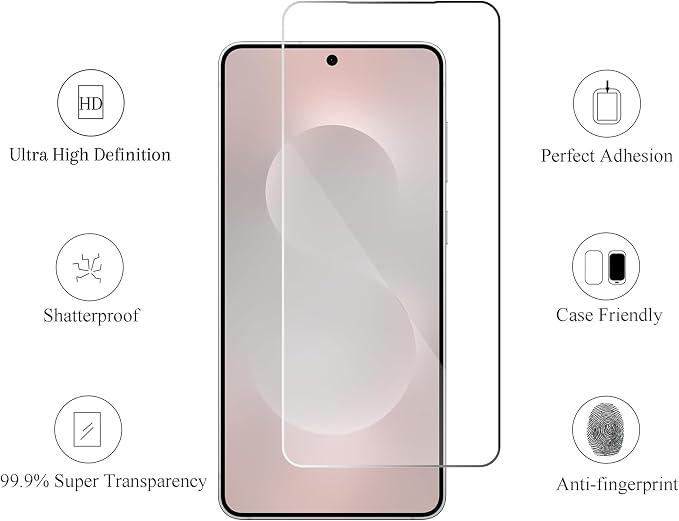 Ailun Screen Protector+Camera Lens Protector for Galaxy S25 Edge, 3+3 Pack | 6.7 inch, Tempered Glass, Fingerprint Unlock Compatible, 0.25mm, Anti-Scratch, Case Friendly, Clear, HD - Image 2