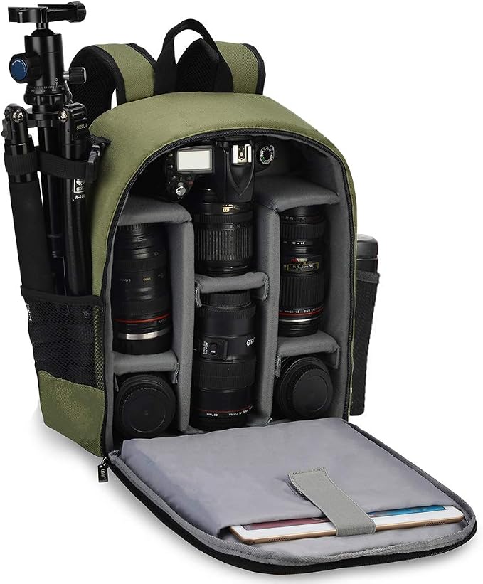 CADeN Camera Backpack Bag Professional for DSLR/SLR Mirrorless Camera Waterproof, Camera Case Compatible for Sony Canon Nikon Camera and Lens Tripod Accessories Green by CADeN