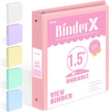 BinderX 3 Ring Binder 1.5 Inch, 1.5" Clear View Binder, Pink, Letter Size | Extra Durable, PVC-Free, Customizable, Interior Pockets, 325-Sheet Capacity, Eco-Friendly, Reinforced Hinge, School, Office by Sooez