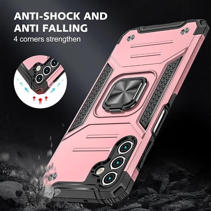 HNHYGETE for Samsung A13 5G Case, Galaxy A13 5G Case with Screen Protector, 360°Military Grade Rotatable Kickstand (Heavy Duty) Protective Cases for Samsung Galaxy A13 5G (Rose Gold) - Image 2
