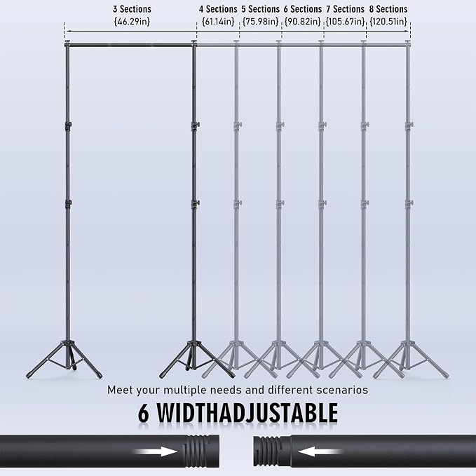 Backdrop Stand Kit - 6 Widths, 10x10ft Adjustable Background Stand for Parties & Studio Photography - Image 3