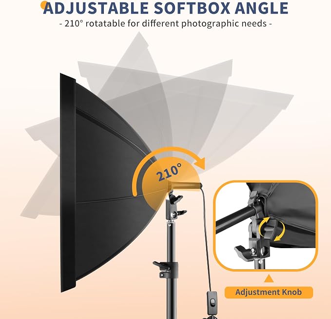 UBeesize Softbox Photography Lighting Kit, 20'' x 20'' Professional Softbox Lighting Kit with 85W 3000-7500K LED Bulbs, Studio Lights for Photography/Video Recording/Portraits Shooting/Live Streaming - Image 5