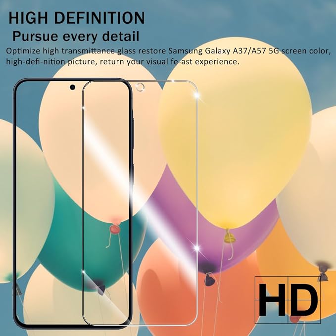 Galaxy A57 / A37 HD Clear Tempered Glass Screen Protector + Camera Lens Protectors, [2+2 Pack] [3D Glass] [Anti-Glare] [Bubble-Free] Screen Protector Glass For Samsung Galaxy A57 / A37 - Image 6