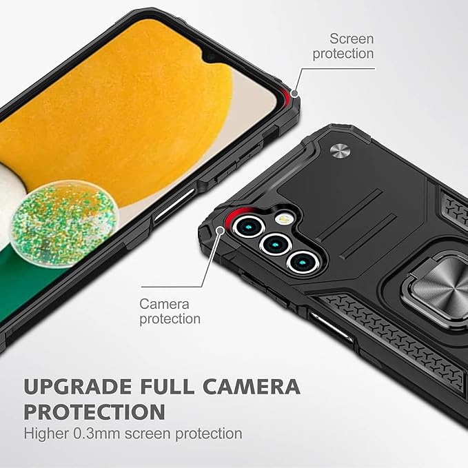 HNHYGETE for Samsung A13 5G Case, Galaxy A13 5G Case with Screen Protector, 360°Military Grade Rotatable Kickstand (Heavy Duty) Protective Cases for Samsung Galaxy A13 5G (Black) - Image 3