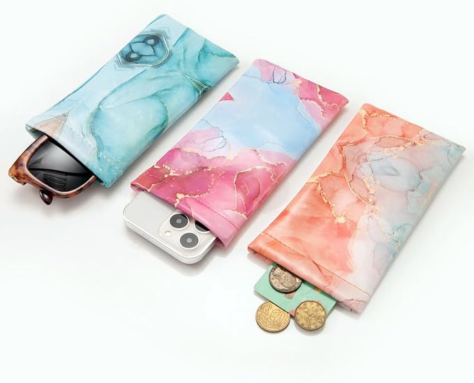 TRIUMPH VISION Eyeglass Case Glasses Case Soft Sunglass Pouch Sleeve 3 Pack | Slim Lightweight Alternative to Bulky Case, Leather Lined Protect Lens, Squeeze Easy to Use, Stylish Portable for Daily Use - Image 6