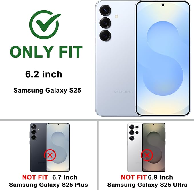 Gritup Fit for Samsung Galaxy S25 Case with Slide Camera Cover | 2 Pcs Screen Protector, Build in 360° Rotating Ring Kickstand, Military Grade Protective Phone Case, Black - Image 2