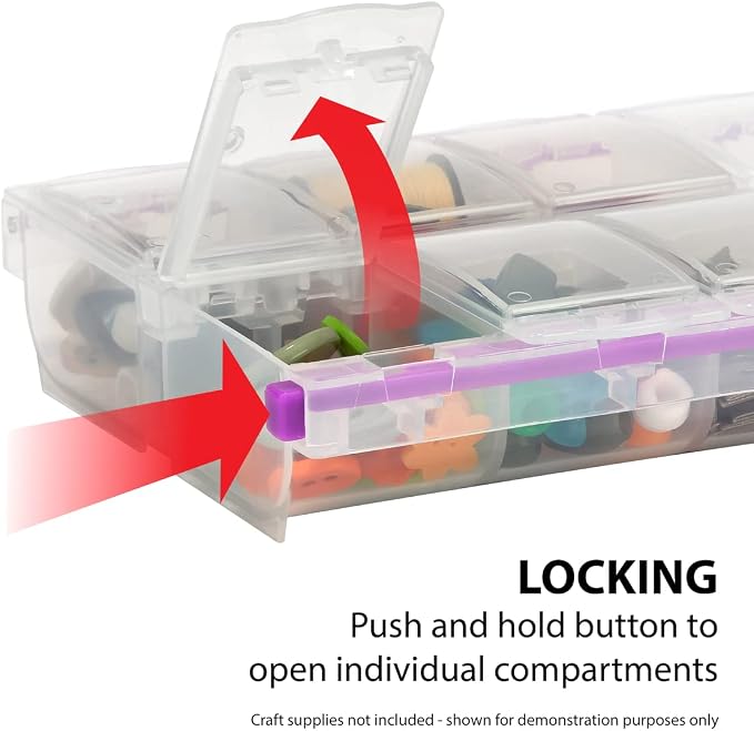 Craft Mates Bead Organizer, 14 Locking Compartments, Plastic Storage (2XL) | Clear Plastic Storage for Buttons, Pins, Jewelry, Diamond Art & Craft Supplies, Large Portable Organizer for Crafters - Image 3
