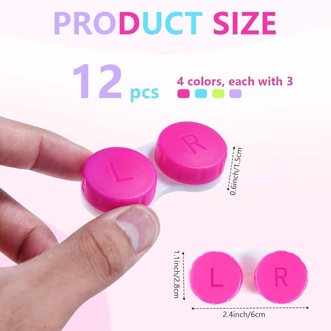 KISEER 12 Pack Colorful Contact Lens Case Box Holder Container Soak Storage Kit - Image 2