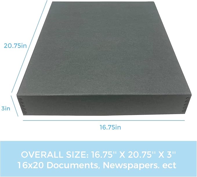 Lineco Drop Front Archival Storage Box, 16.75x20.75x3 in, Gray, 6 Pack | Acid-Free with Metal Edge, Preserves Picture Longevity, Organize Photos, Newspapers, Prints, Documents, Crafts, DIY - Image 2