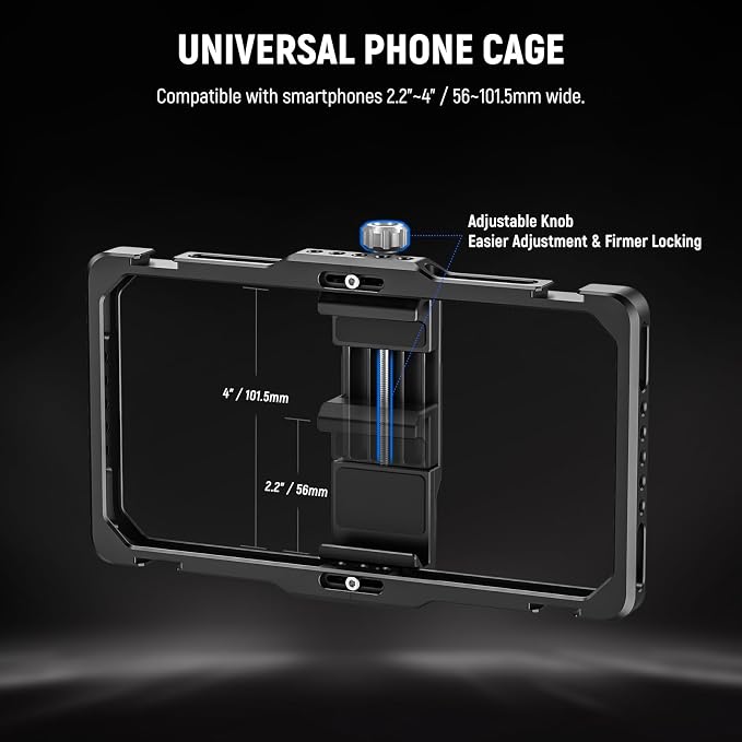 NEEWER Universal Phone Cage Video Rig with Bluetooth Shutter Side Handle | Comfort Grips Smartphone Stabilizer for Video Recording, Compatible with iPhone 16 15 Pro Max 15 Pro Galaxy S24 Ultra, PA009E - Image 3