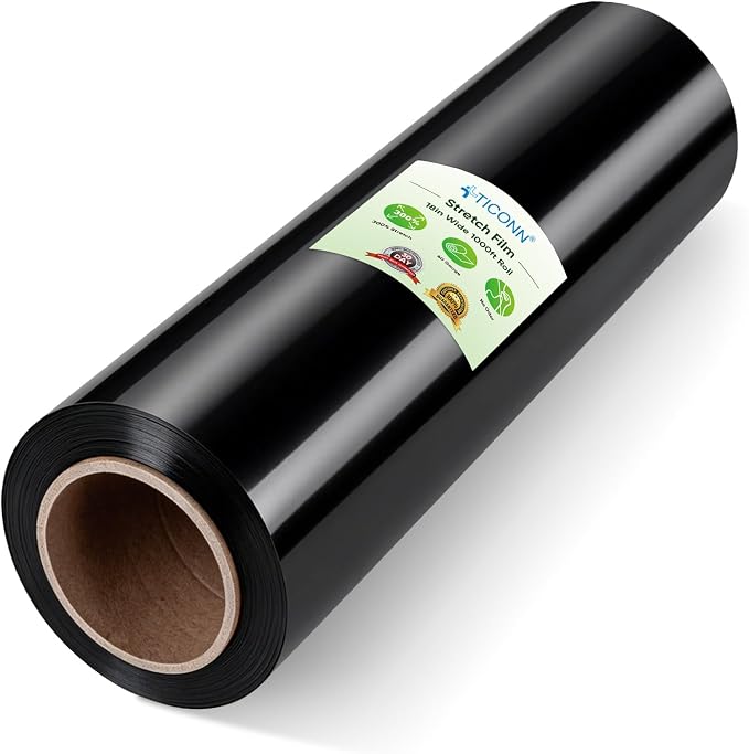TICONN Stretch Wrap Roll, 18 in x 1000 ft Plastic Wrap for Moving Furniture | Odorless Industrial Strength Stretch Film, 300% Stretchability, Self-Adhering, Ideal for Furniture, Box Protection by TICONN