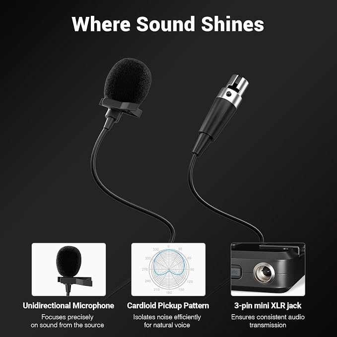 Phenyx Pro Dual UHF Auto Scan Headset/Lapel Wireless Microphones PTU-71-2B | 2 Bodypacks, 2 x 100 Frequencies, Hands-Free Speaking, Live Vocals, Worship Services, DJ Sets - Image 6