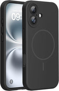 miracase Magnetic for iPhone 16 Plus Case, [Soft Anti-Scratch Microfiber Lining], Compatible with MagSafe, Liquid Silicone Shockproof Drop Protection Phone Case for 16 Plus,Black by Miracase