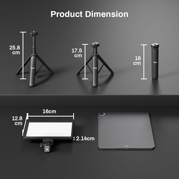 9" LED Video Light, 2500K-6500K Camera Light with Desk Stand | Type C USB Ports CRI 95+ Photo Lights with 4000mah Battery for Video Conference Recording, Indoor Photography, Live Streaming - Image 6