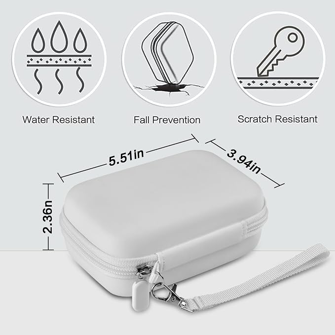 Case for Canon Ivy 2 / CLIQ+2/ CLIQ 2/ for KODAK Step Mini Photo Printer | Hard-shell EVA case, Zippered Mesh Pocket Fits Photo Paper & Cable, Securing Straps, Detachable Handle, Case Only, White - Image 4