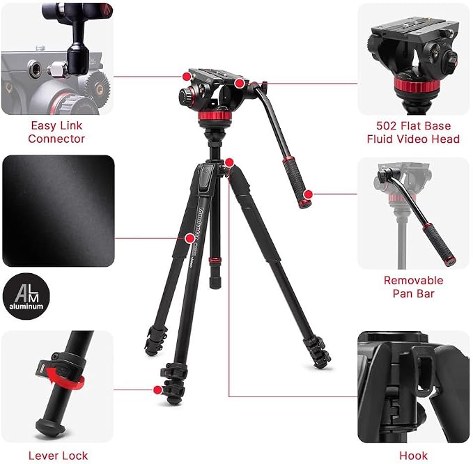 Manfrotto Video kit, Head 500 Series (Head 502+ Alu Tripod 055 Levelling) - Image 3