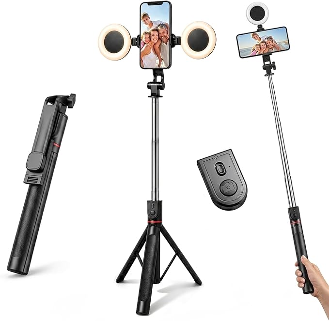 71" Phone Tripod Selfie Stick with Light, Cell Phone Tripod Stand with Wireless Remote Compatible with iPhone and Android Phone by Unknown