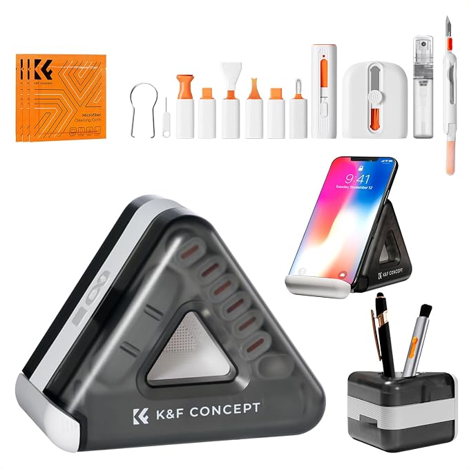 K&F CONCEPT 25-in-1 Electronic Cleaning Kit for Keyboard Laptop Cleaner | Multi-Function Electronic Cleaner,2 Keycap Pullers,Vacuum Sealed Microfiber Cloth,Multi-Device,for Photographers,MM02 by KFCONCEPT