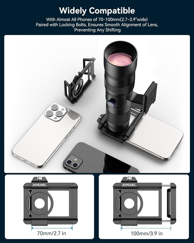 20-60X Zoom Telephoto Lens, Evil Eye High Power HD Telephoto Phone Lens with Tripod and Universal Phone Clip for iPhone 16/15/14/13 Series, Samsung, Android Phone and Most Smartphone - Image 9