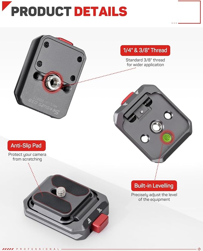 IFOOTAGE Q38 Quick Release Plate Camera Tripod Mount Adapter | QR Adapter with 1/4" Screw Compatible with Sony Canon DSLR Cameras, Tripods Monopods Sliders Stabilizers Monitors - Image 3