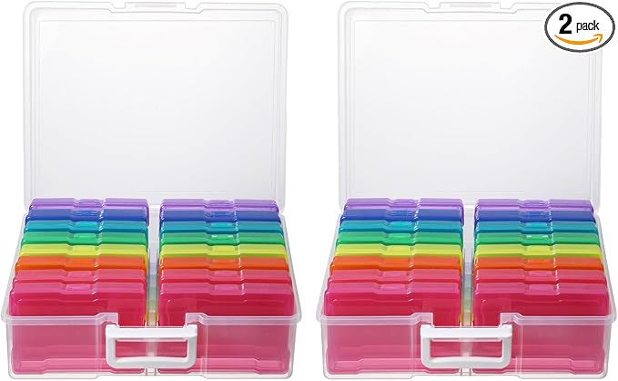 novelinks Photo Storage Box and 16 Inner 4" x 6" Photo Storage Containers | 2Pack Color, Photo Albums 4x6 Pictures, Photo Organizers and Storage, Card Game Storage, Task Boxes for Special Education by novelinks
