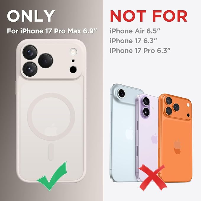 CAPRARO for iPhone 17 Pro Max Case, Compatible with MagSafe Stone | Upgraded [Full Camera Protection] Protective Translucent Matte Women Girl Magnetic Phone Case Cover, Stone - Image 2