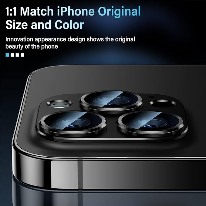 Uyiton for iPhone 12 Pro Max Camera Lens Protector | [Drop Protection][Strong Adsorption] 9H Sapphire Glass Camera Cover Screen Metal Ring Case Friendly Scratch Resistant, Black - Image 5