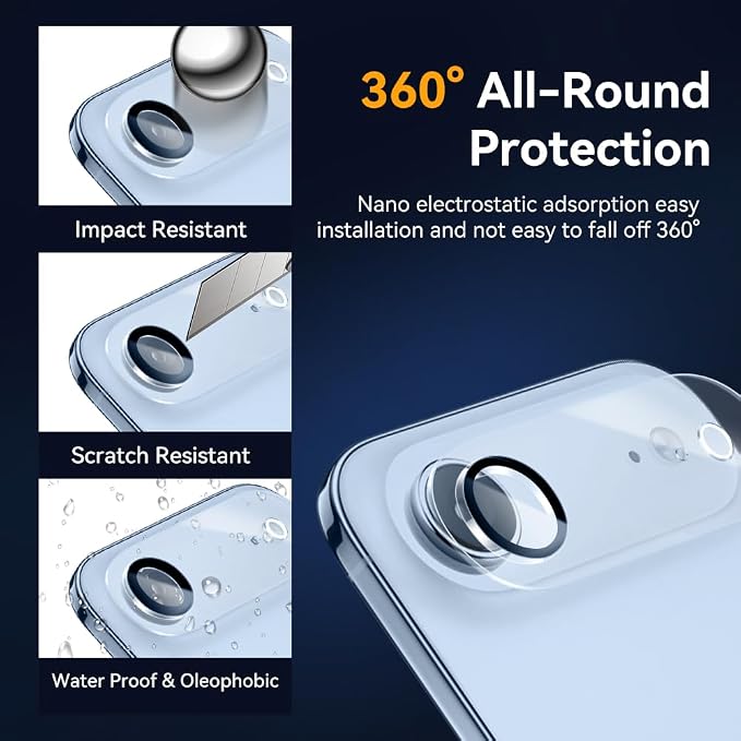 Camera Lens Protector for iPhone 17 Air 6.6",9H Tempered Glass，Ultra HD, Scratch Resistance Easy to Install，Case Friendly， 3-Pack - Image 2