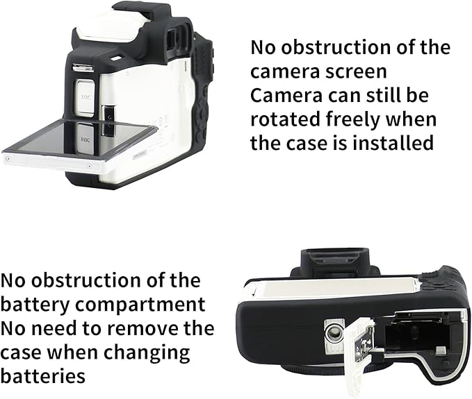 Easy Hood Camera Case for Canon EOS M50/M50 Mark II Digital Camera Black | Soft Silicone Case Cover, Anti-Scratch, Dustproof, Shockproof, Slim Fit, Lightweight, Easy to Install & Clean - Image 3