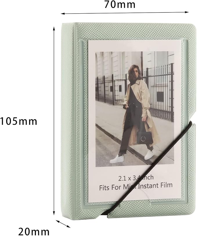 2x3 Instax Mini Photo Album, 28 Pockets. Mint Green, 2PK | Portable Wallet Size Album Stores 2x3 inch Instant Photos. Fits Polaroid, Instax Mini, Kodak Mini Prints and Zink. - Image 2