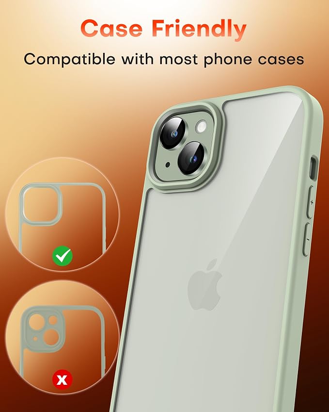 TOCOL Camera Lens Protector for iPhone 15 / iPhone 15 Plus Tempered Glass HD Individual Scratch Resistant Camera Cover Accessories Case Friendly 2 Pack（Light Green） - Image 7