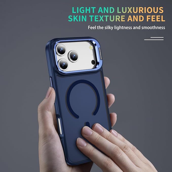 for iPhone 17 Pro Case,Magnetic iPhone 17Pro Phone Case with Screen Protector [Compatible with MagSafe] Built-in Stash Stand,Translucent Matte Shockproof Cover-Deep Blue - Image 5